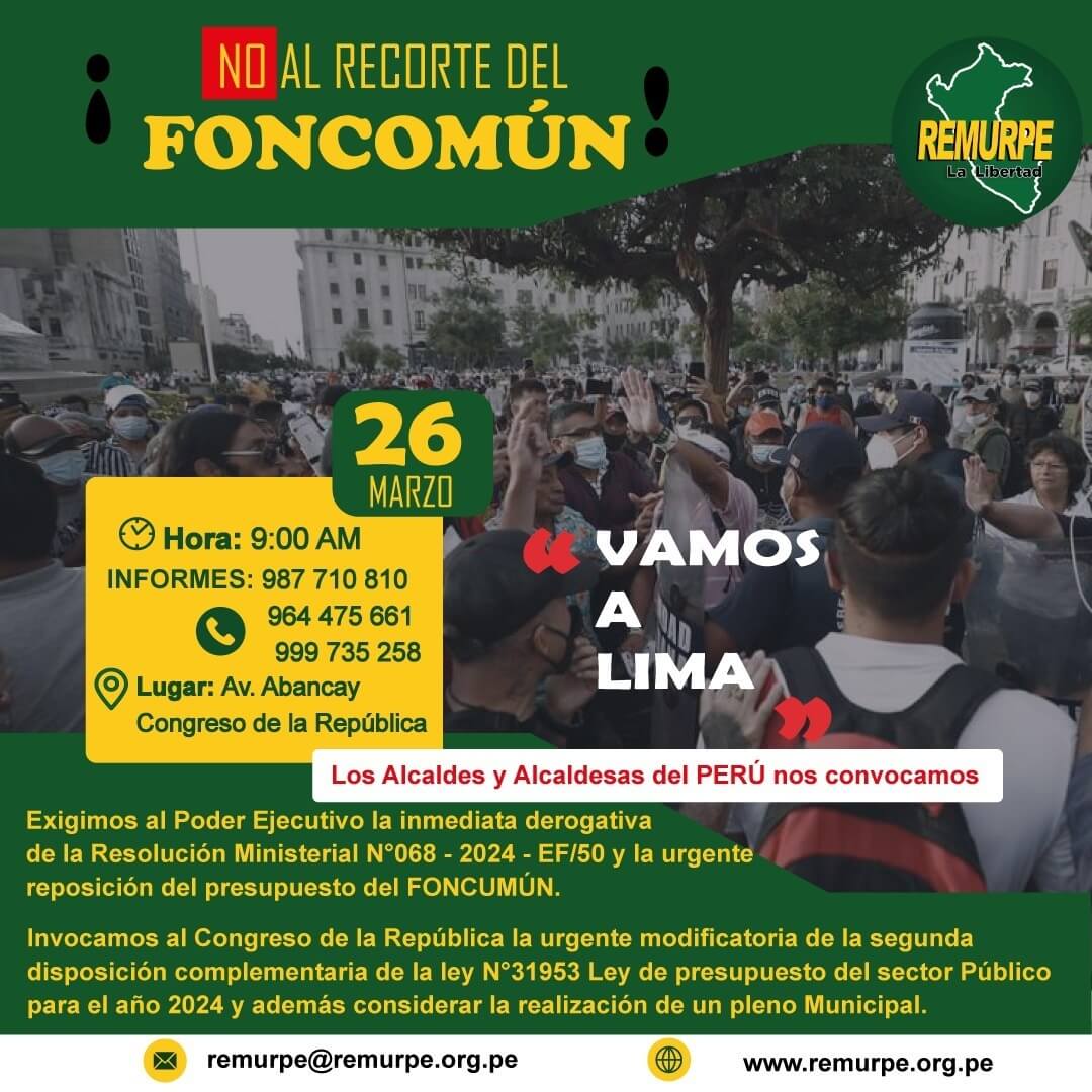 
Alcaldes rurales realizarán manifestación frente al Congreso de la República
