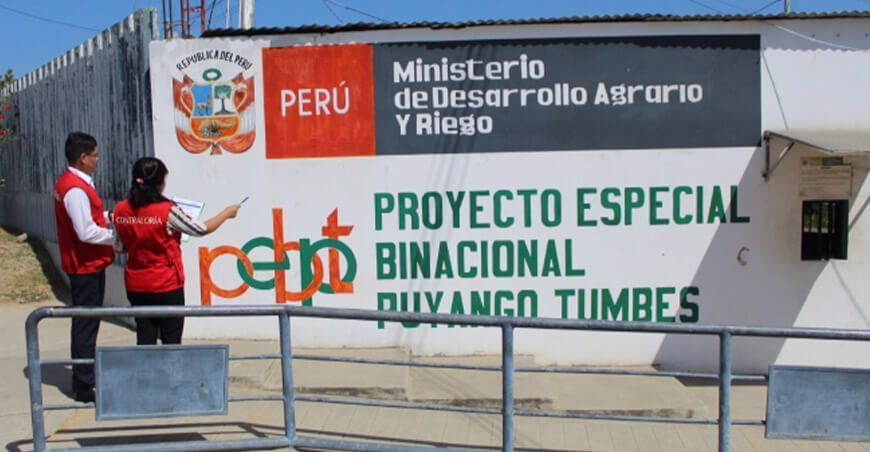 Contraloría advierte incumplimiento de requisitos en empresa que realiza obra de riego del canal La Peña Proyecto Especial Binacional Puyango Tumbes PEBPT Tumbes Perú