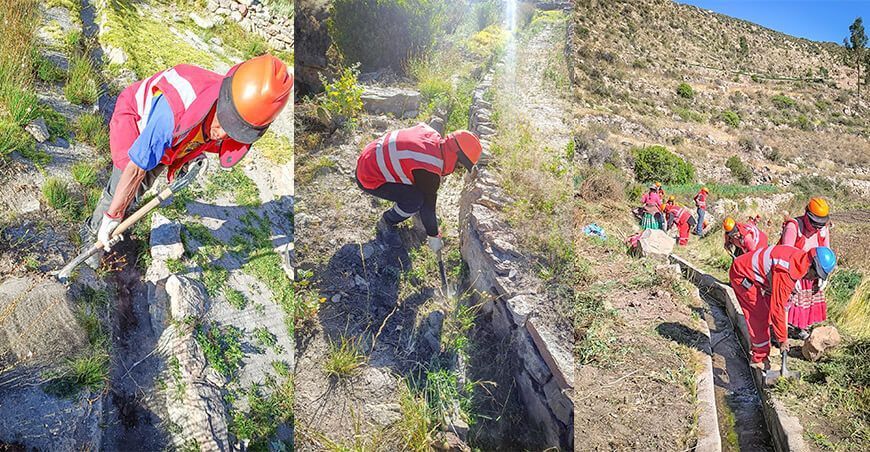 Culminan descolmatación de 6.5 km de canales de riego en Yunga en Moquegua Perú