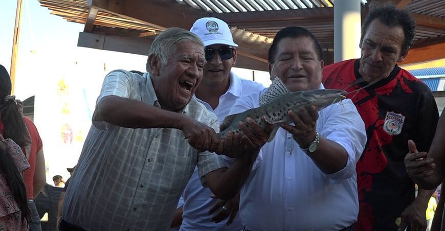 Presentan pez híbrido en la inauguración del bulevar de Yarinacocha en Pucallpa