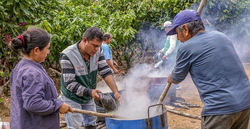 Devida capacita elaboración fertilizantes orgánicos a productores de cacao de San Martín Perú