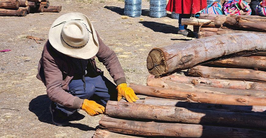 Distribuyen mallas y rollizos para instalar cercas ganaderas en Espinar en Cusco Perú