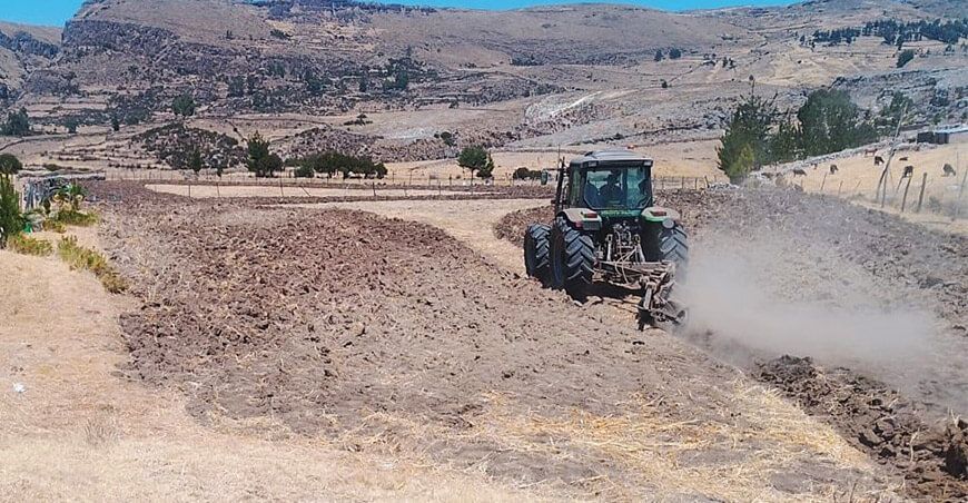preparación terrenos Instalación pastos anuales en comunidades del distrito de Sancos Ayacucho Perú