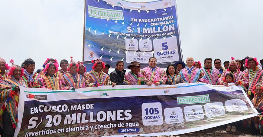 Inauguraron 5 qochas que almacenarán 110 070 m³ de agua en Paucartambo Cusco Midagri Perú