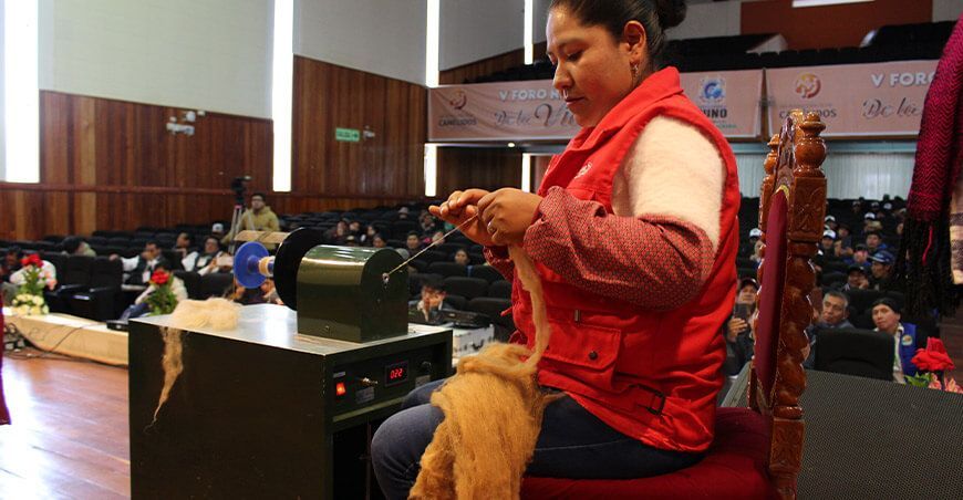 funcionamiento de la cardadora e hiladora para el procesamiento de la fibra de vicuña ITP Puno Perú