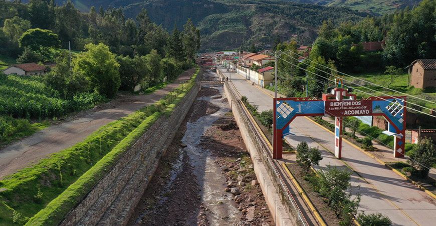 Entregan defensa ribereña en el río Cachimayo para proteger de desbordes Cusco Perú