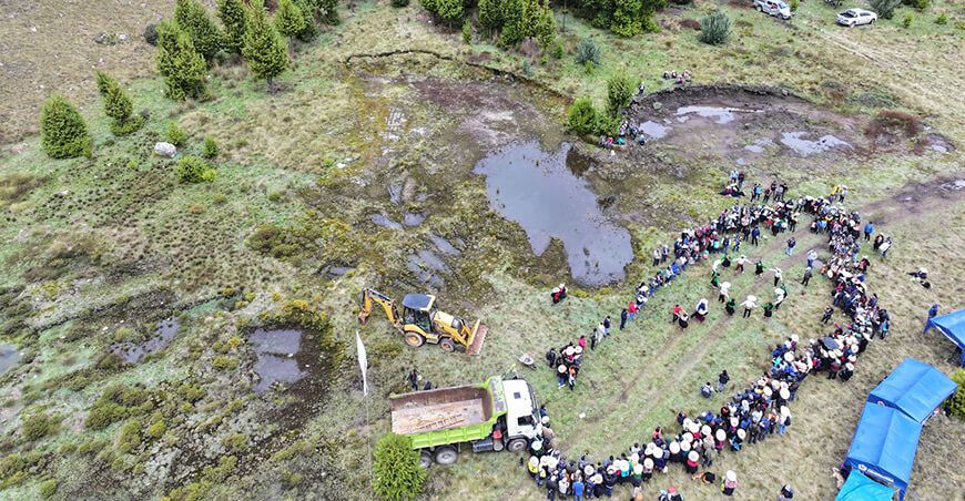 Inician construcción de 13 qochas en Cajabamba Cajamarca Perú