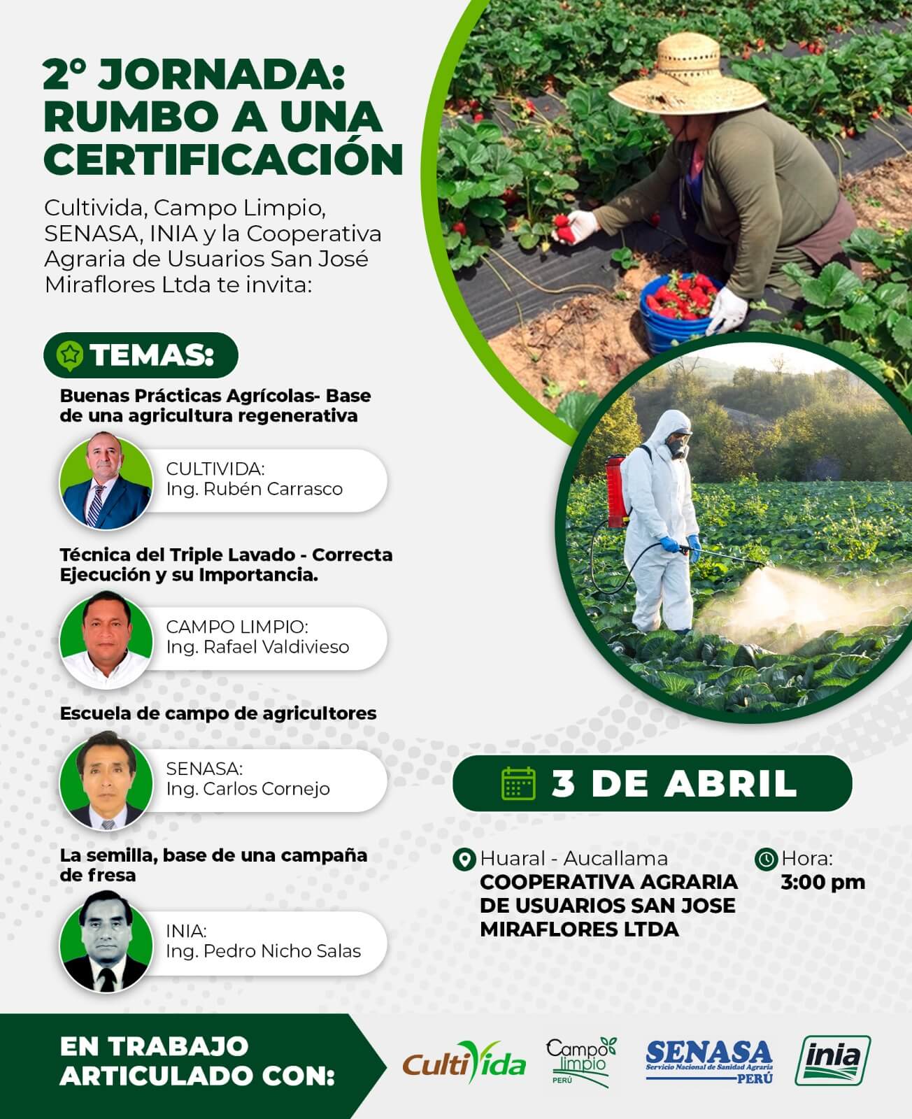Segunda Jornada “Rumbo a una Certificación” reunirá a productores agrícolas