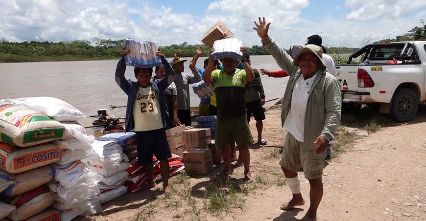 Ocho Sur dona más de 18 toneladas de víveres a comunidades de Nueva Requena Ucayali Perú