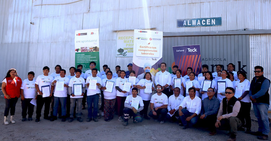 CITEagroindustrial Majes del ITP certificó competencias laborales de 72 trabajadores en Arequipa
