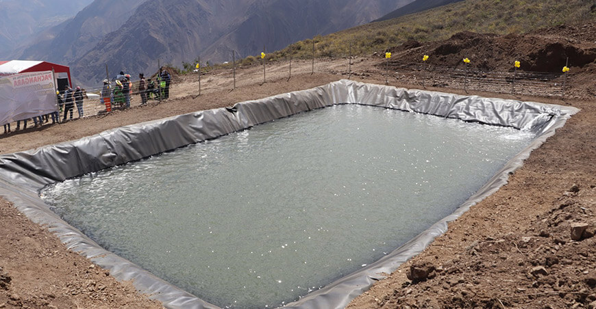 Inauguran reservorio Ñucun Pampa que irrigará 45 hectáreas agrícolas en Pachangara Lima Perú