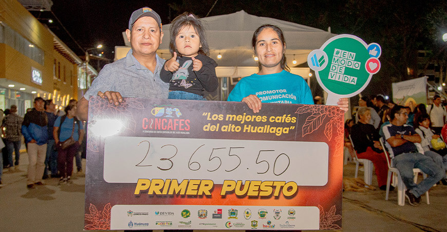 Café Geisha de Dalila Díaz Gamarra, productora del distrito de Cholón logró mejor precio en la Subasta Nacional de Cafés Especiales del Alto Huallaga de Huánuco Devida Perú