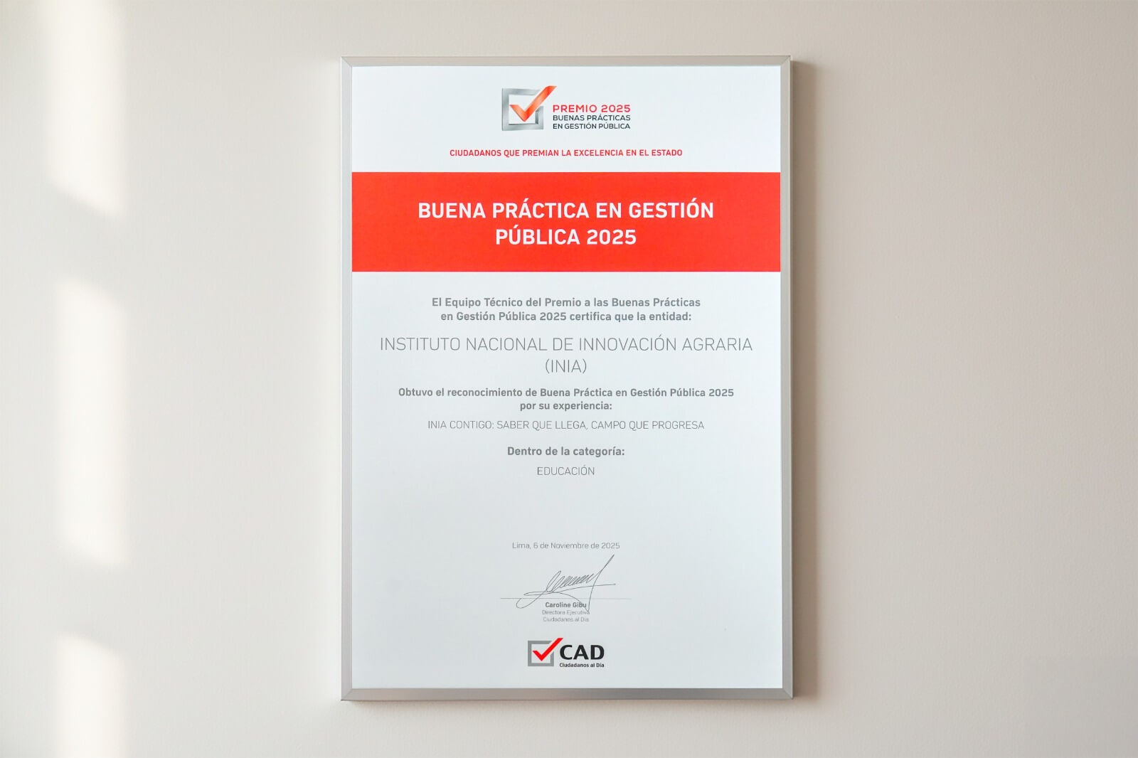 INIA obtuvo reconocimiento de Buenas Prácticas en Gestión Pública