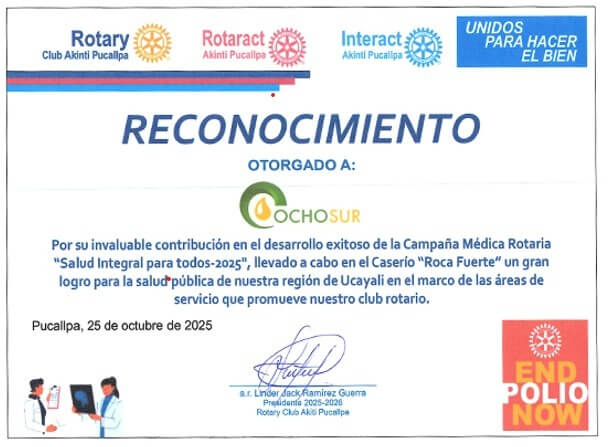 Ucayali: Ocho Sur, Rotary Club y Diresa llevan campaña médica al caserío Roca Fuerte