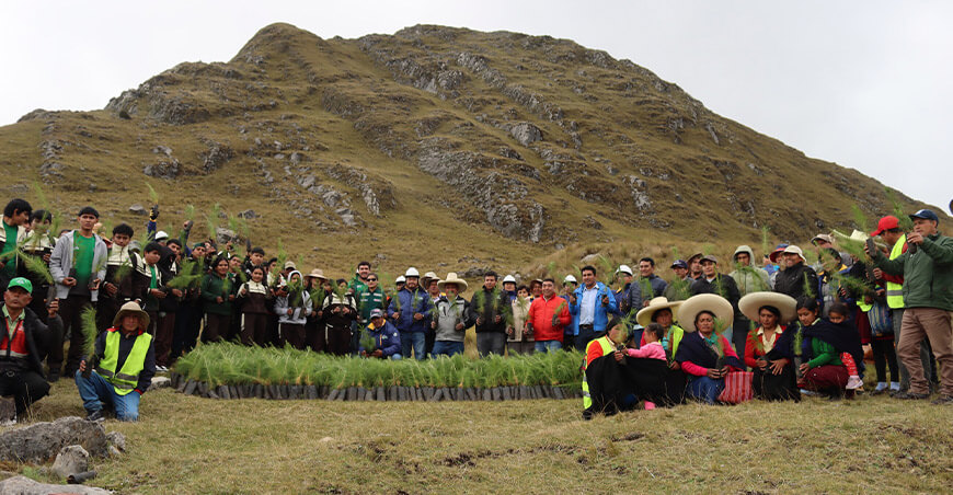 Inician reforestación en la margen de la qocha El Totoral Cajamarca Perú 