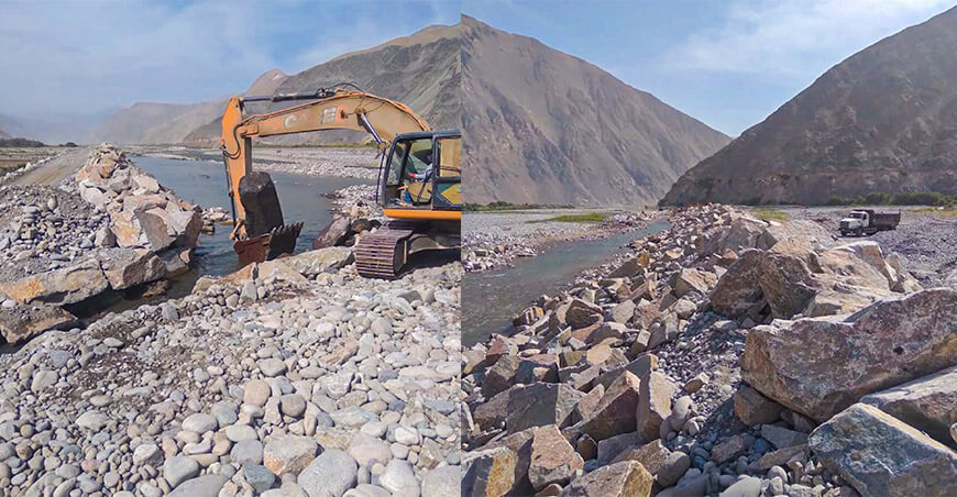 Refuerzan defensas ribereñas en el sector Secocha para reducir riesgos por lluvias Arequipa Perú