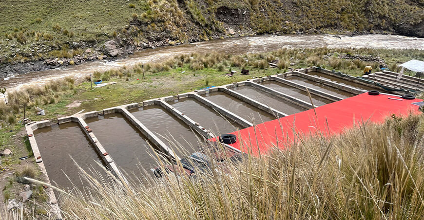 Desborde de río dañó la producción de truchas de la la Asociación Acuícola Lacchoc “Piscigranja La Martina” Huancavelica Perú