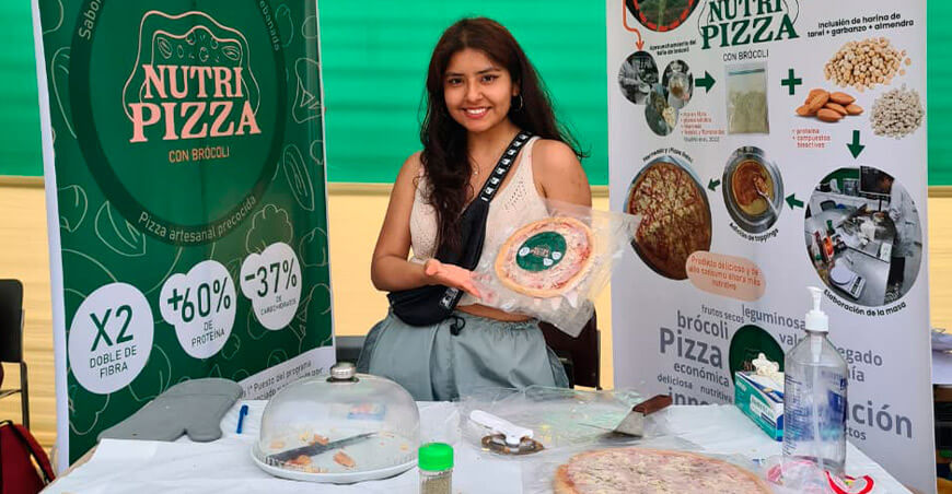 Masa hecha con tallo de brócoli que revoluciona la forma de comer en Lima NutriPizza UNALM