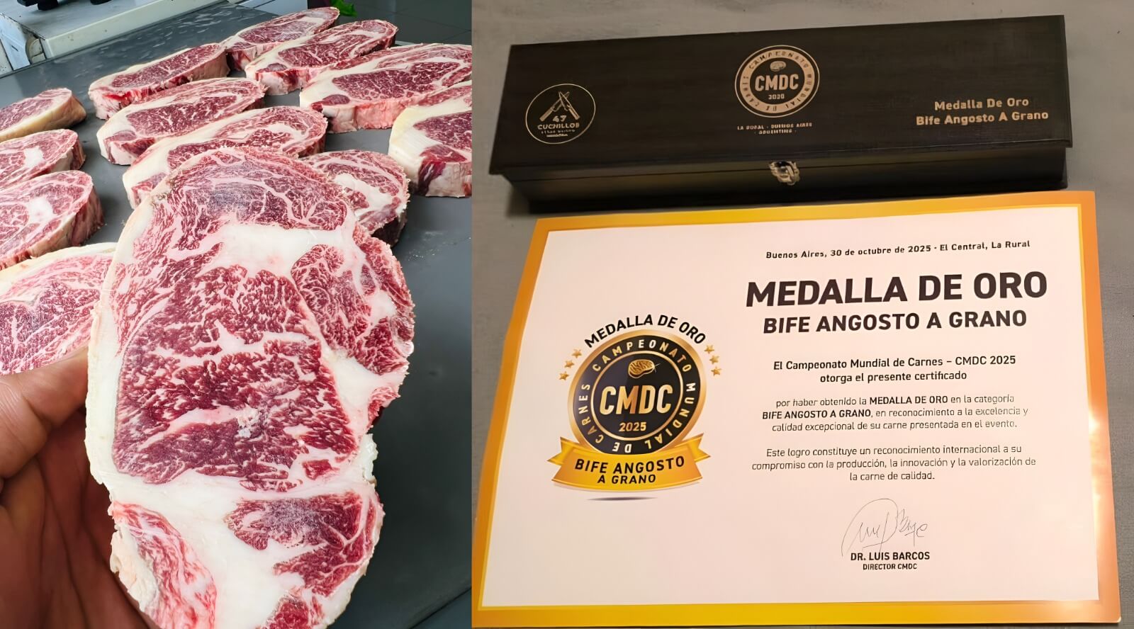 bife angosto de vacuno criollo criado en La Libertad, ganador de la medalla de oro en la categoría de carne criolla gracias a su excelente textura, marmoleado, jugosidad y terneza