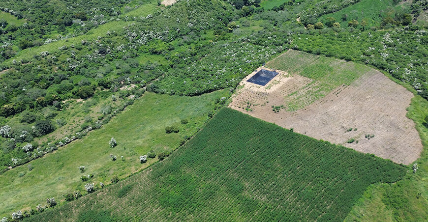 Reservorio asegura agua para más de cinco hectáreas de cultivo en Chirinos Cajamarca Perú