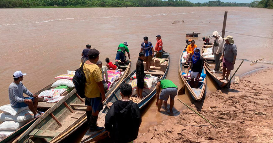 Ocho Sur entregó más de 2.5 toneladas de víveres a la comunidad nativa Shambo Porvenir Ucayali Perú