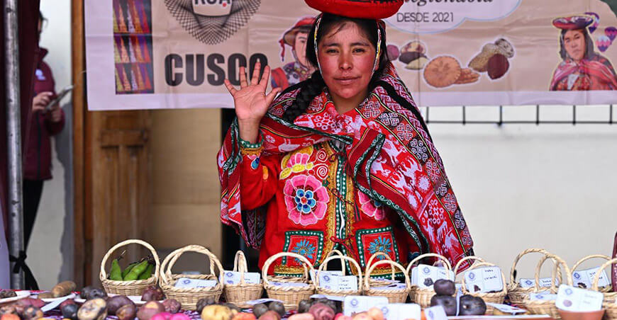 revalorar cultivos nativos  agrobiodiversidad Cusco Perú  productora de papas nativas 