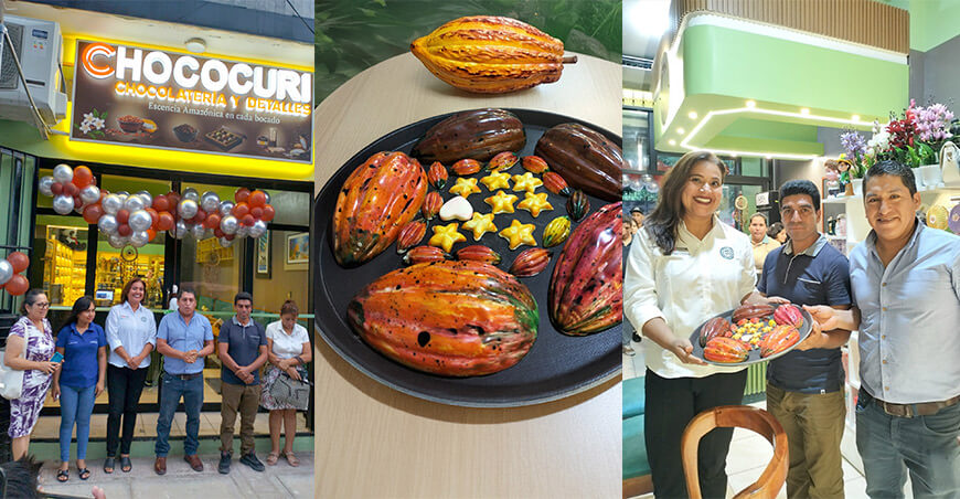 Productores de Curimaná inauguraron chocolatería en Pucallpa Ucayali Perú Devida