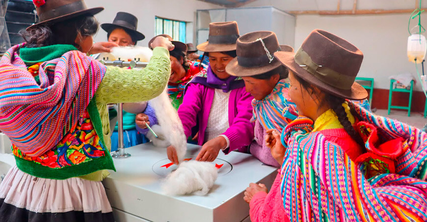 maquinaria especializada para mejorar el procesamiento y confección de prendas elaboradas con fibra de alpaca Huancavelica Perú 