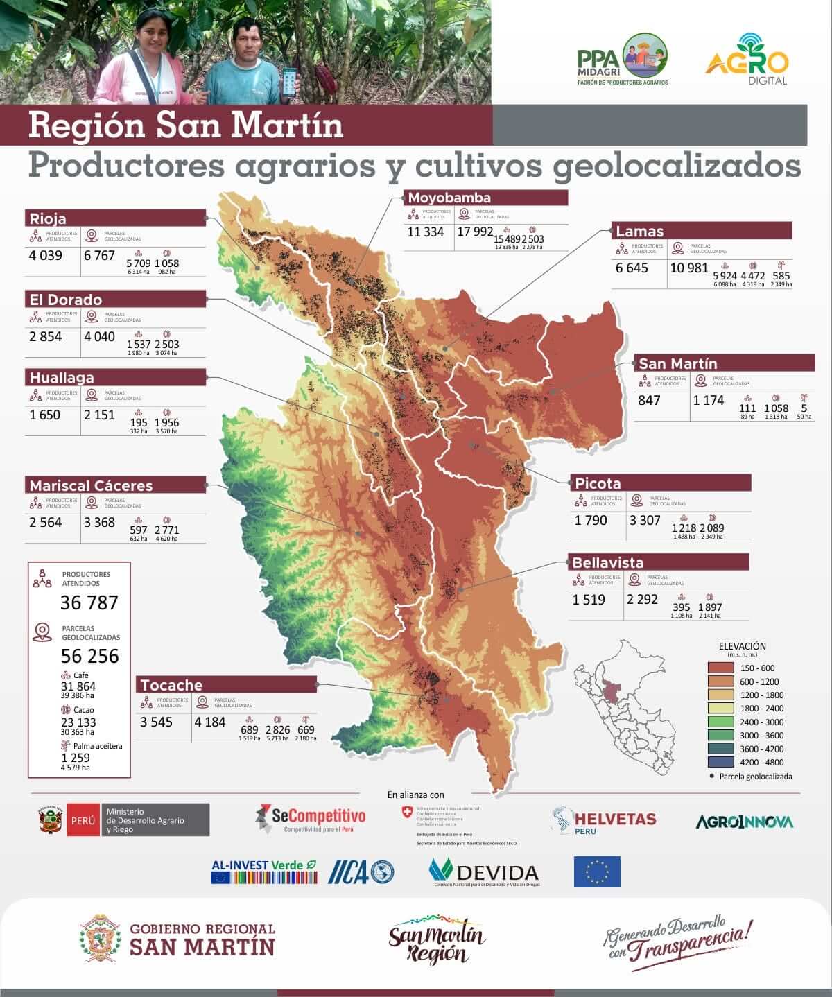 San Martín avanza en trazabilidad agraria con 56 256 parcelas geolocalizadas Perú