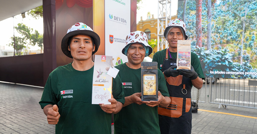Familias cafetaleras del Vraem presentan marcas propias y nuevas oportunidades comerciales en Barranco Lima Devida Perú