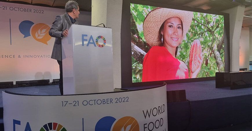cacao de Jaén y San Ignacio es presentando en el foro mundial de la alimentación FAO
