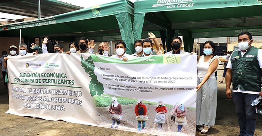 Región Lima: lanzan campaña de empadronamiento para entrega de bonos para fertilizantes
