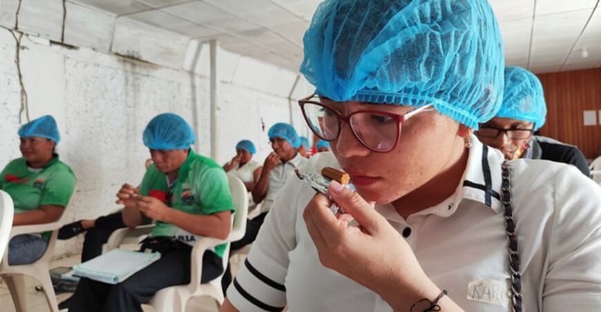 primer taller de formación de catadores de cacao Loreto Devida Perú