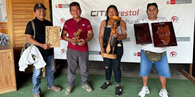 Certifican competencias laborales de 14 artesanos en tallado de madera ITP CITEforestal Pucallpa Perú