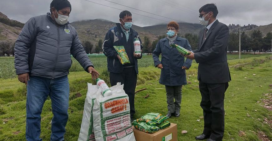 entrega de abono foliar a agricultores Puno