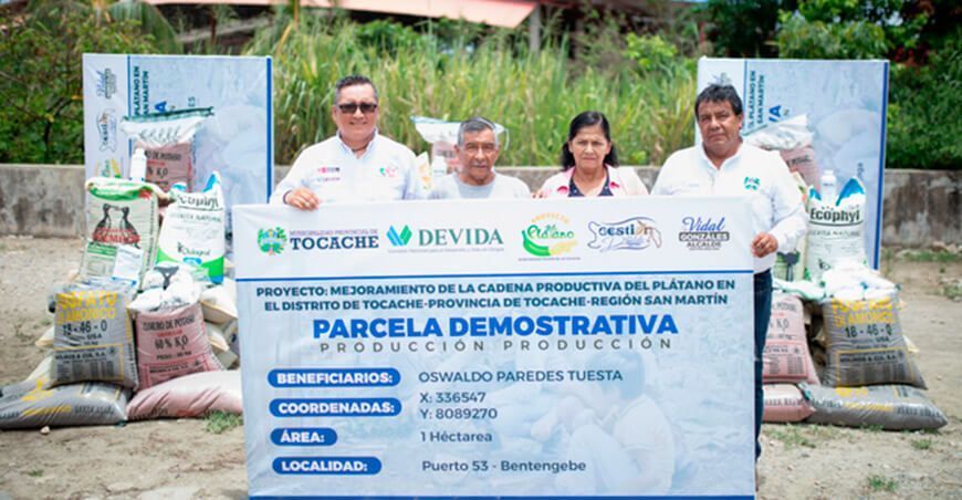 Entregan insumos agrícolas y herramientas a productores de plátano en San Martín