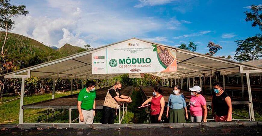 módulos de poscosecha de cacao a productores del Vraem