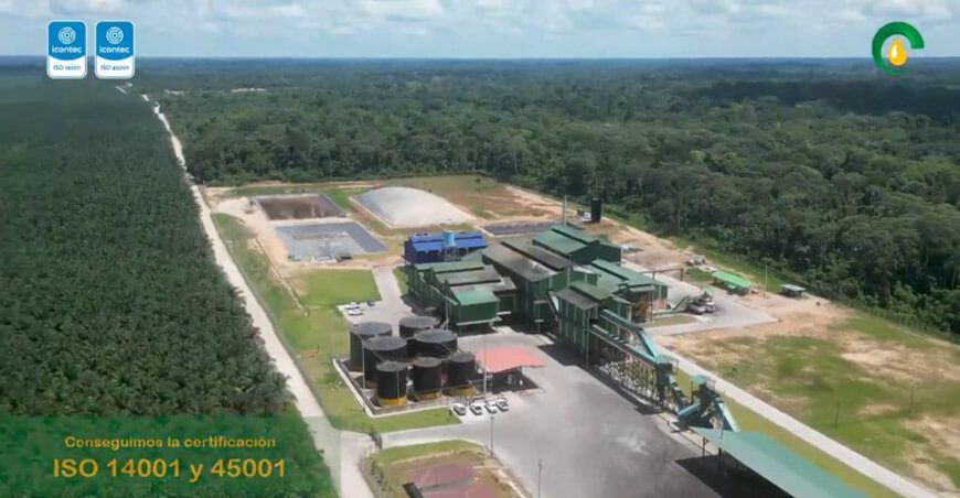 Planta extractora de aceite de palmicultora Ocho Sur recibe certificaciones ISO
